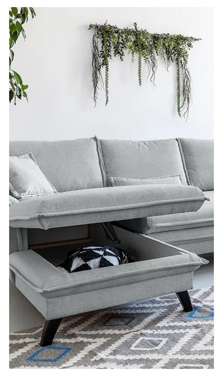 Charming Charlie világosszürke kinyitható sarokkanapé, bal oldali - Miuform