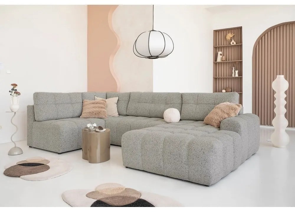 Világosbarna kinyitható tárolóhelyes moduláris sarokkanapé (bal oldali) Lulu – Miuform