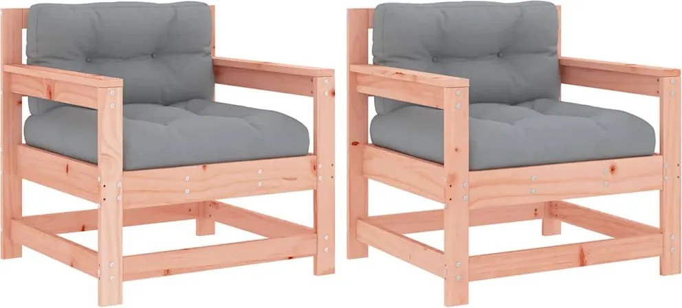 vidaXL 2 db tömör duglászfenyő kerti szék párnákkal