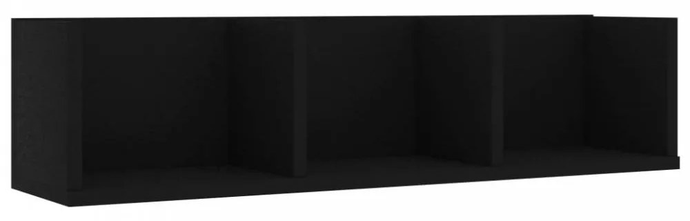 Fekete forgácslap CD-tartó fali polc 75 x 18 x 18 cm