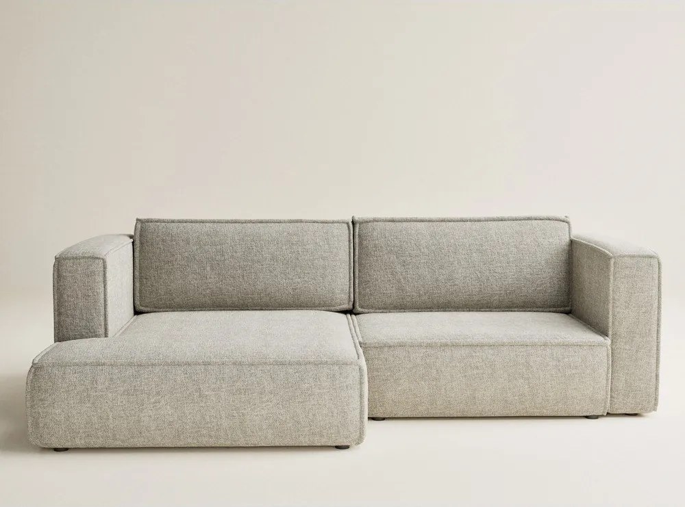 Bézs zsenília kinyitható-tárolóhelyes sarokkanapé (bal oldali-heverő résszel) Velto – Maison de Rêve