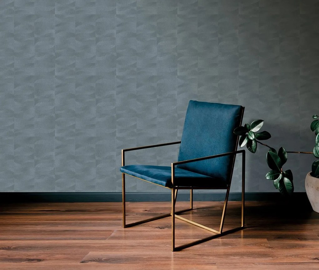 Decoprint Terra Nova Fine Relief kék geometrikus texturált vlies tapéta – TN29025