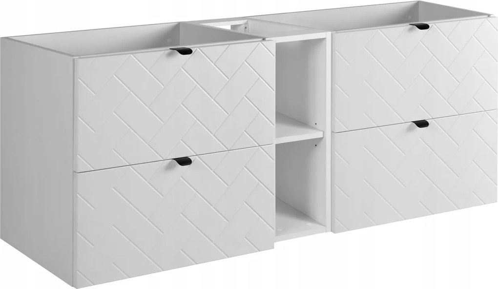 Fürdőszobai Falra Szerelhető Mosdószekrény 140 Polc Fehér Halszálka Minta Mdf