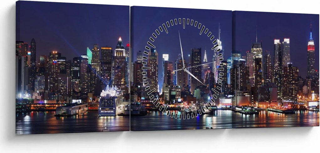 Kép - New York-i felhőkarcolók megvilágítva (órával) (90x30 cm)