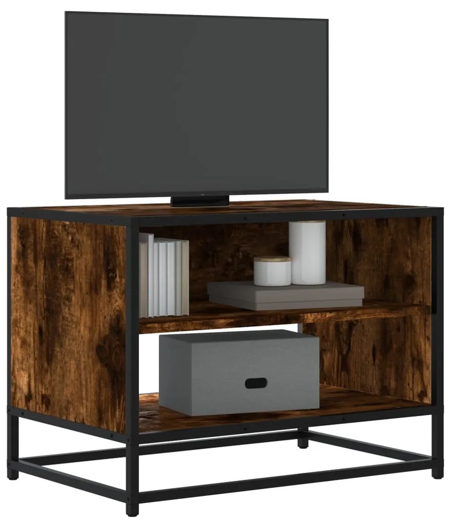 füstös tölgy színű szerelt fa és fém TV-szekrény 61x40x46 cm
