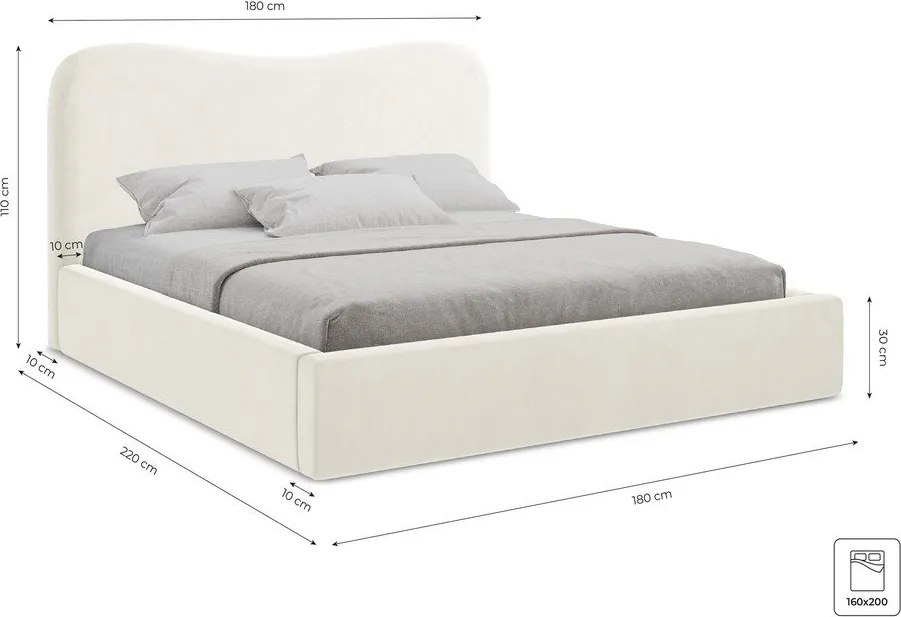 Sötétlila kárpitozott ágyneműtartós franciaágy ágyráccsal 160x200 cm Kahai – Makamii