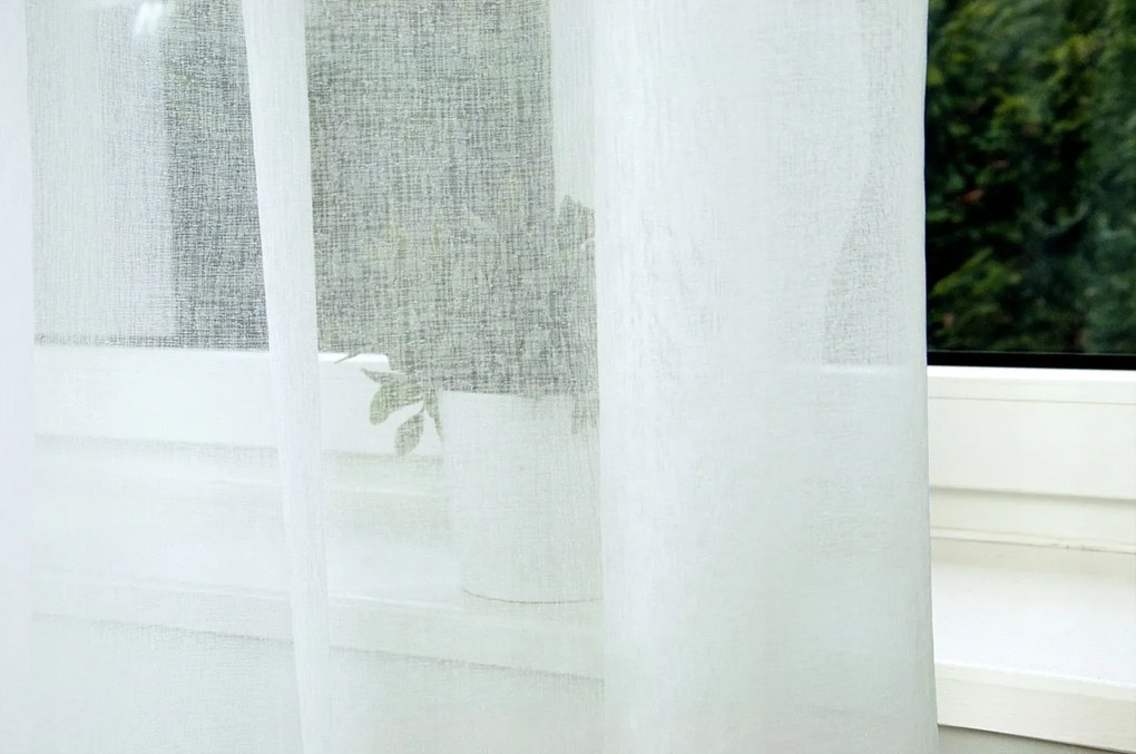 Függöny batiszt szövött lenvászon finom sima méteráru 300 cm magas. fehér