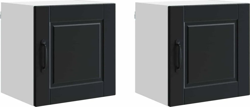 vidaXL Konyhaszekrény polcokkal 2 pcs Fekete 40 x 31 x 40 cm Faanyag