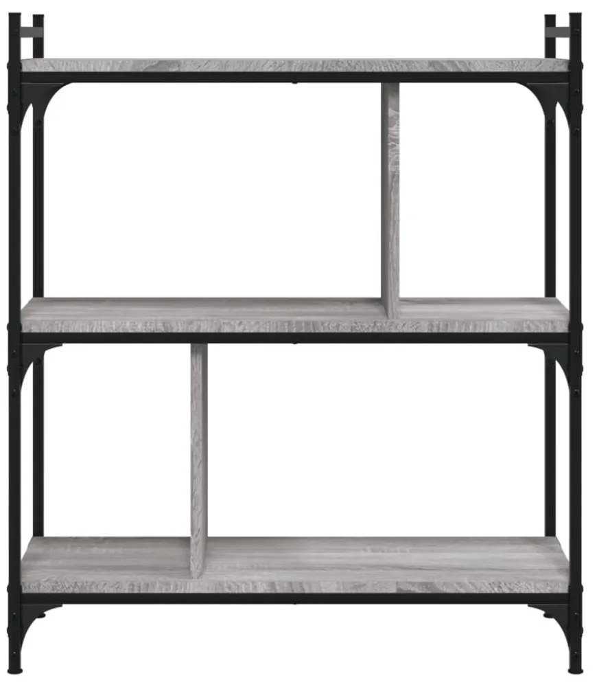 3 szintes szürke sonoma színű fa könyvespolc 76 x 32 x 88 cm