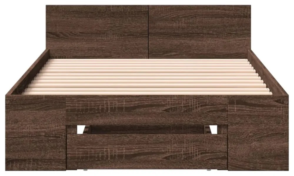 barna tölgyszínű szerelt fa ágykeret fiókkal 90 x 200 cm