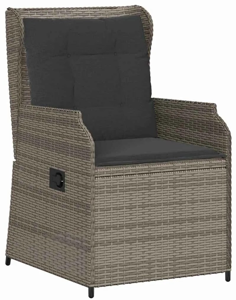 Kerti pad párnával 2 pcs Szürke Poli rattan