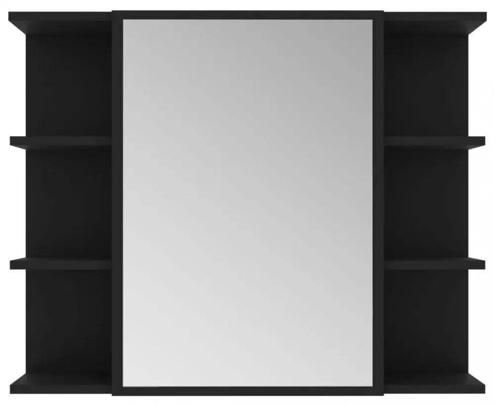 fekete szerelt fa fürdőszobai tükör 80 x 20,5 x 64 cm