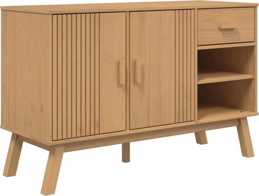 vidaXL OLDEN barna tömör fenyőfa tálalószekrény 114 x 43 x 73,5 cm