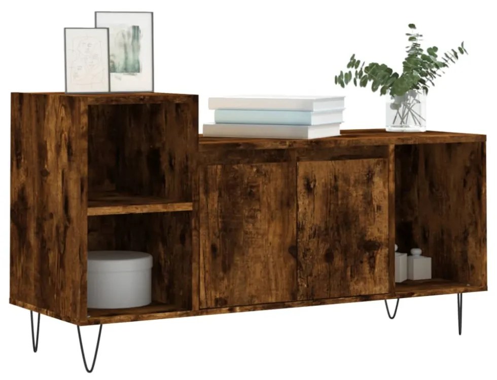 füstös tölgy színű szerelt fa TV-szekrény 100x35x55 cm