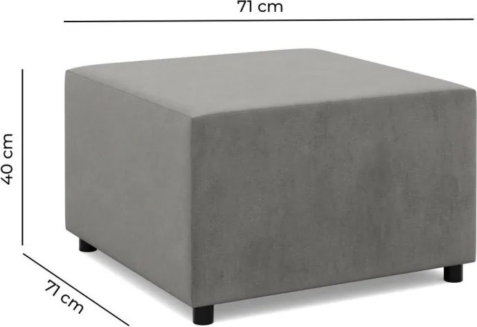 Zeus puff, bársony, 70x70, szürke