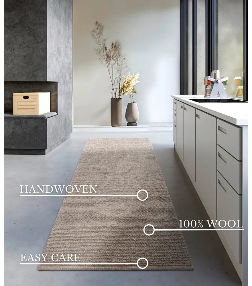 Világosbarna kézi szövésű gyapjú futószőnyeg 80x200 cm Francois – Villeroy&amp;Boch