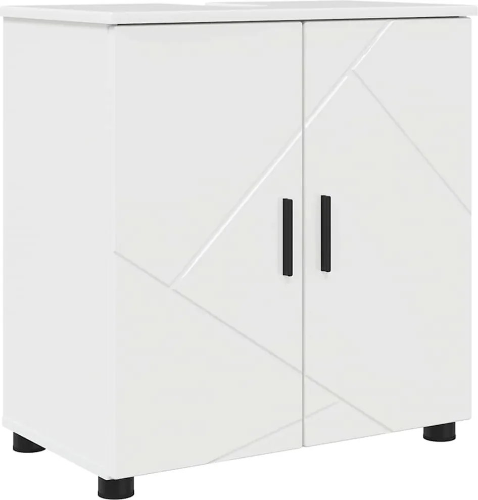 vidaXL Fürdőszoba Székény tárolóval Magas Fényű Fehér 61 x 35 x 64 cm