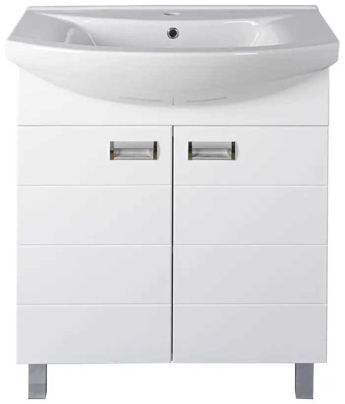Viva SZQUARE 55 lábon álló fürdőszobabútor Sanovit ZENON 6055 porcelán mosdóval 55 x 44 cm
