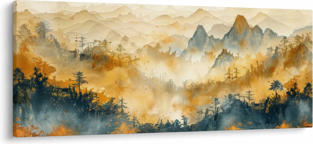 Kép - Hegyek, akvarell (120x50 cm)