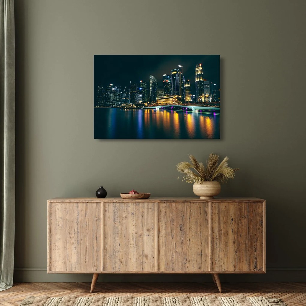 Egy kép az éjszakai Szingapúrról (90x60 cm)