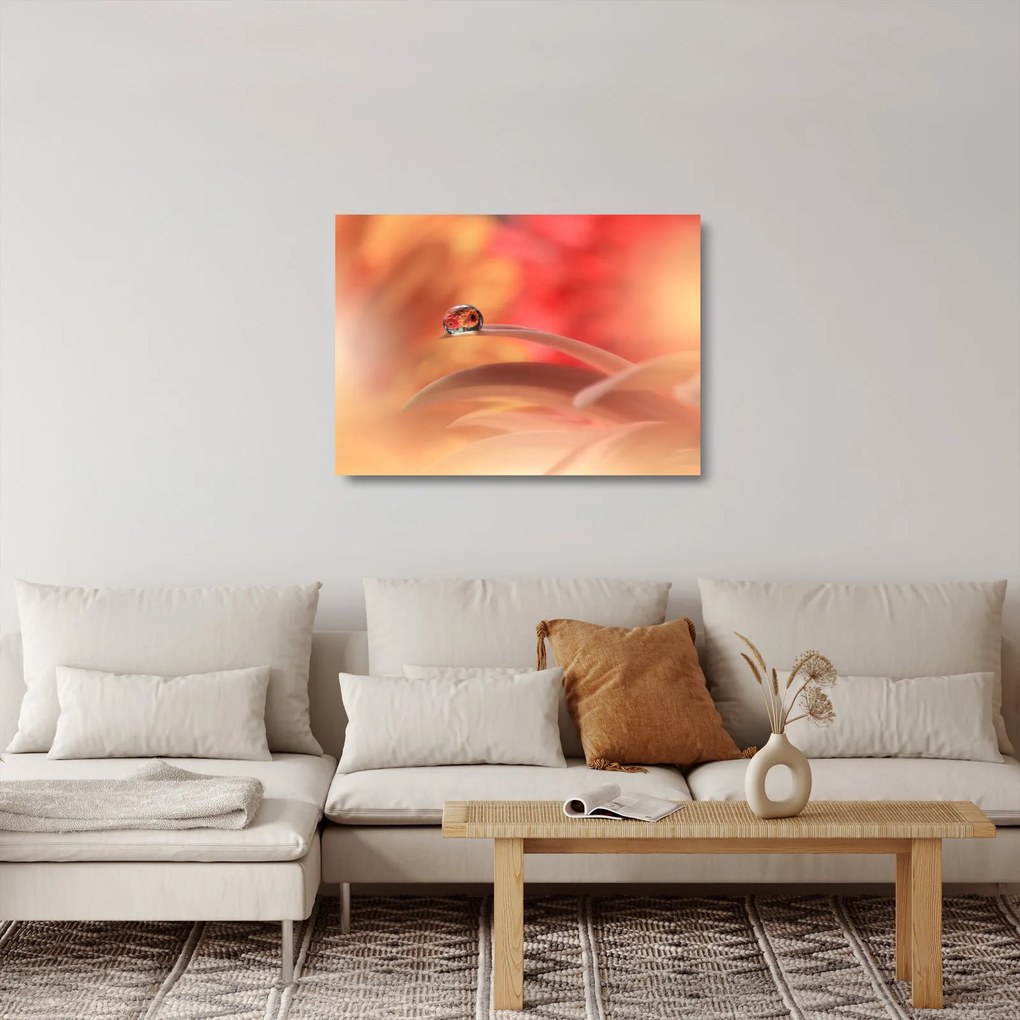 Virágos harmatcsepp képe (üvegen) (70x50 cm)