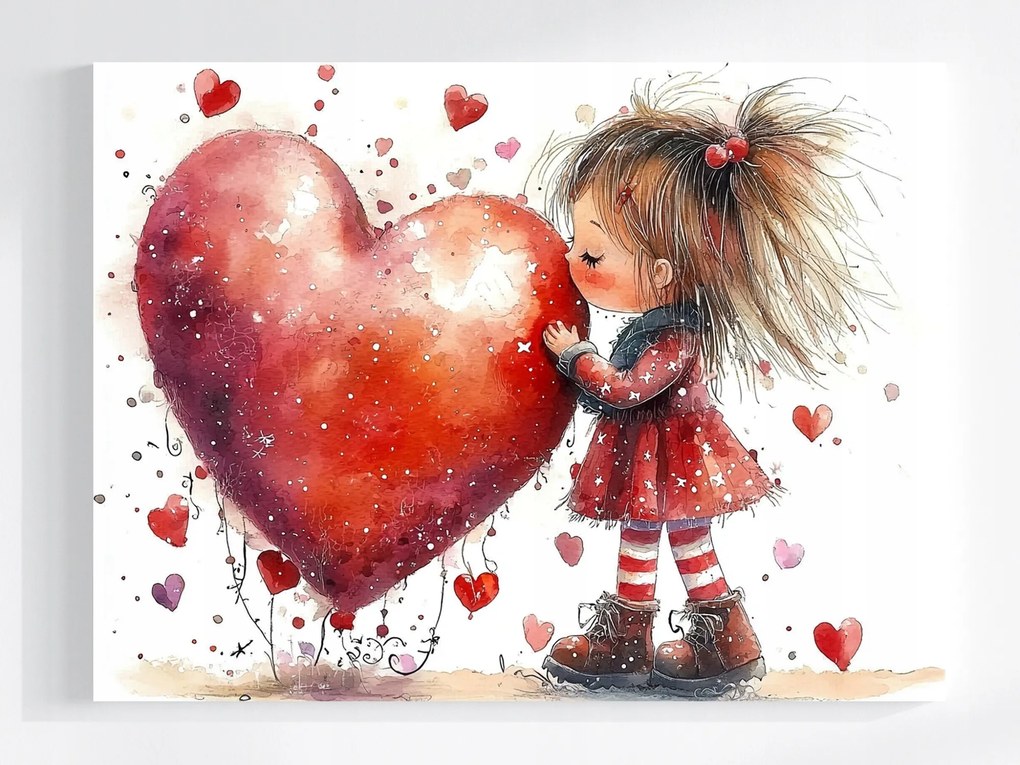 Canvas Vászonkép Gyerek Lány Szív Szerelem Barátság 80x60