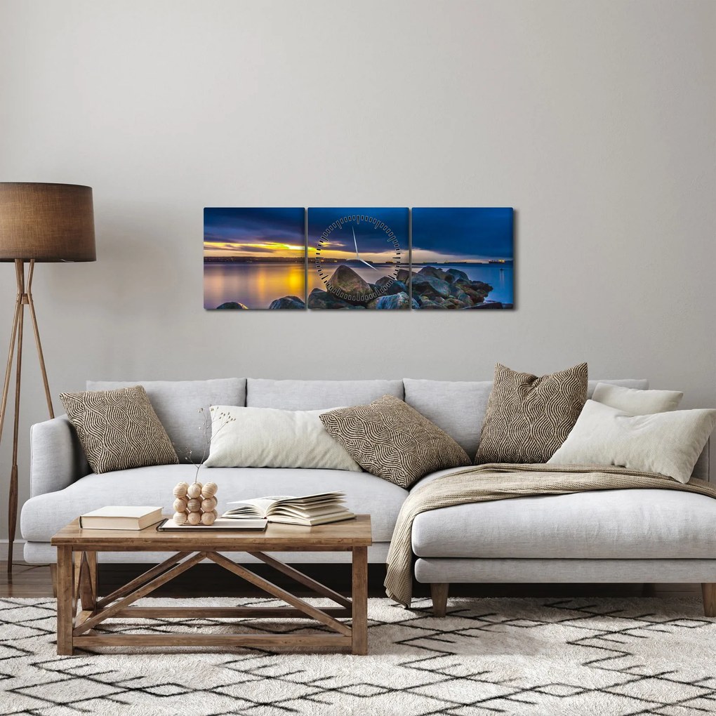 Kép - Felhők a víz felett (órával) (90x30 cm)