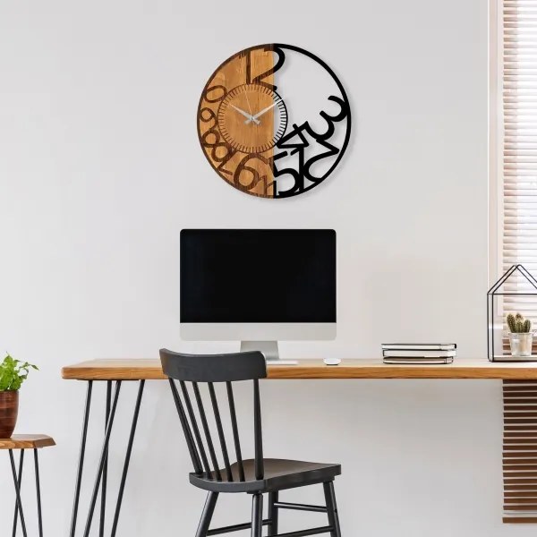 Fali óra 56 cm átmérő, 1xAA, fa/fém kivitel