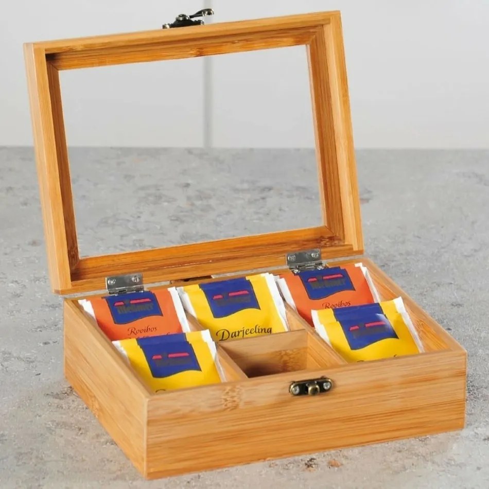 Kesper 58902 Bambusz tea szervező, 6 rekesz, 21,5x 15 x 8,5 cm