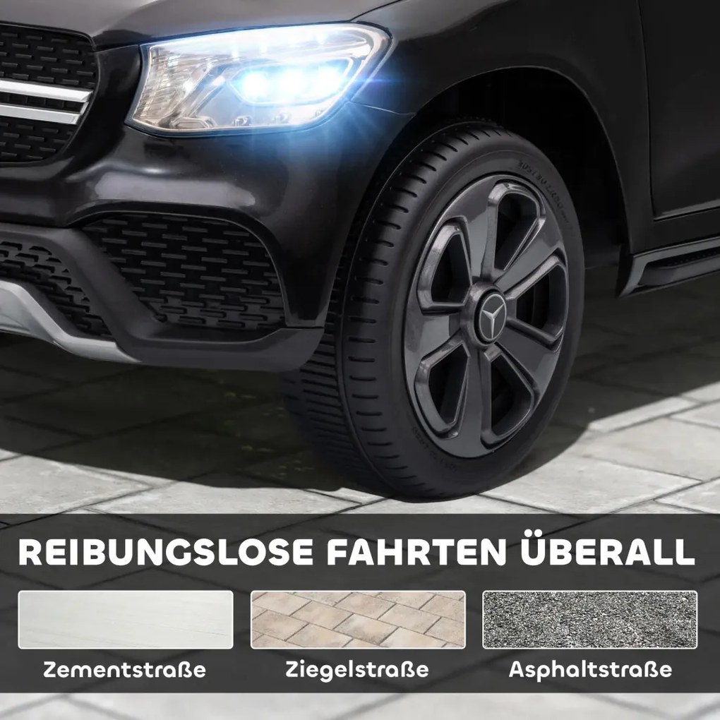 AIYAPLAY Elektromos gyerekautó, 12 V-os távirányítóval, LED lámpákkal, zenével, 3 sebességfokozattal, fekete
