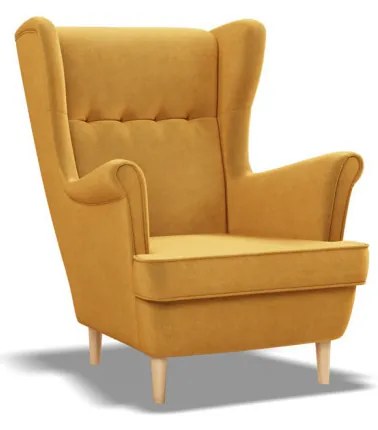 Uszak Mini fotel, bársony, sárga