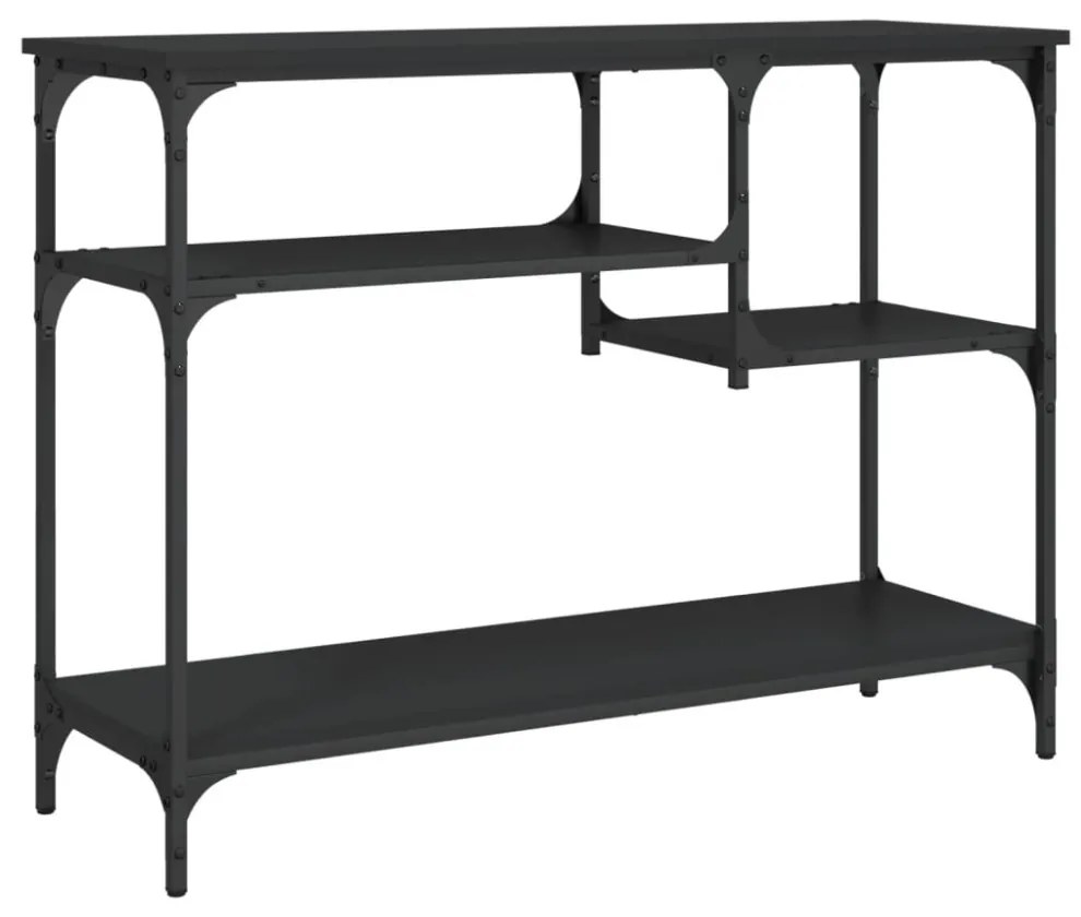 fekete tálalóasztal polcokkal 100 x 35 x 75 cm