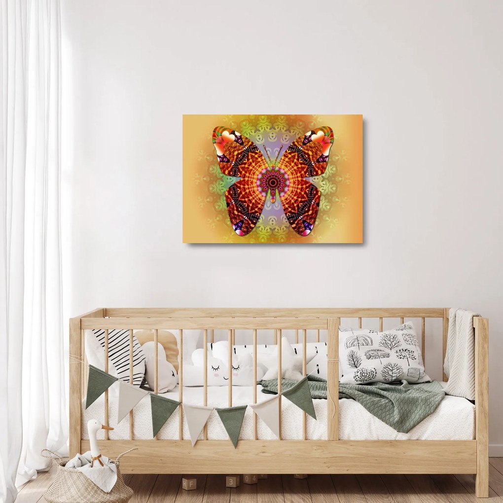 Kép - etno pillangó (üvegen) (70x50 cm)