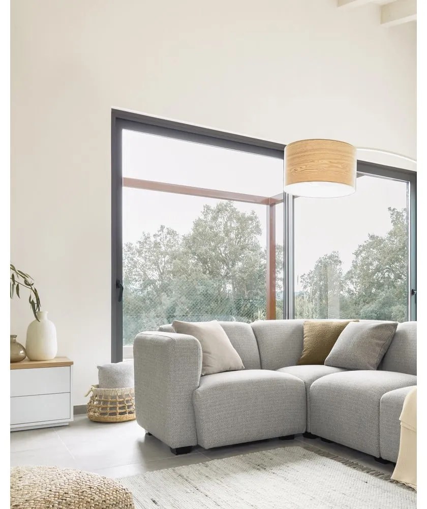 Fehér-natúr színű állólámpa fa búrával (magasság 210 cm) Juhe Ash – Kave Home