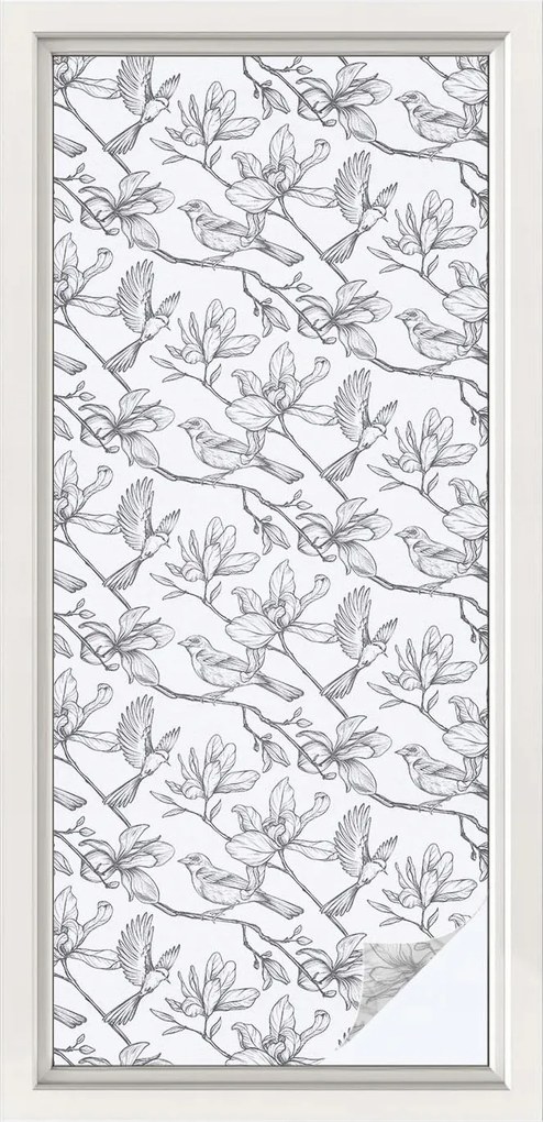 Tejfólia Ablakra Védelem és Adatvédelem Madarak és virágok 50x116 cm