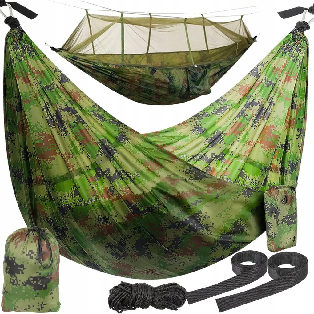 Függőágy szúnyoghálóval Turista Kerti Moro 260x140 cm 150 kg Könnyű