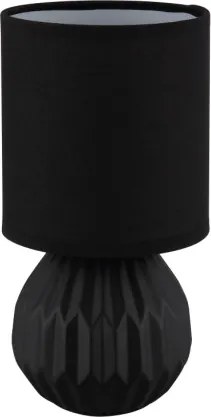 Globo 21730S Asztali lámpa, kerámia fekete, textil fekete, kábel PVC fekete, billenőkapcsoló a kábelen, ø: 120mm, M: 230mm, kábel hossza 1300mm, 1x E14 40W 230V izzó nélkül