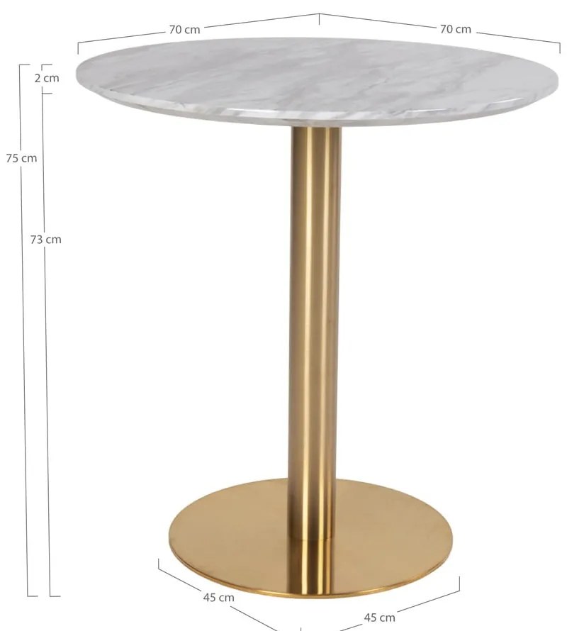 Kerek étkezőasztal márvány dekoros asztallappal ø 70 cm Bolzano – House Nordic