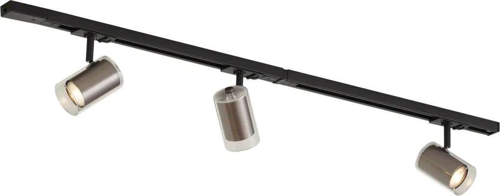 Modern fekete sínrendszer 3 gunmetal spotlámpával, 1 fázisú - Iconic Lloyd