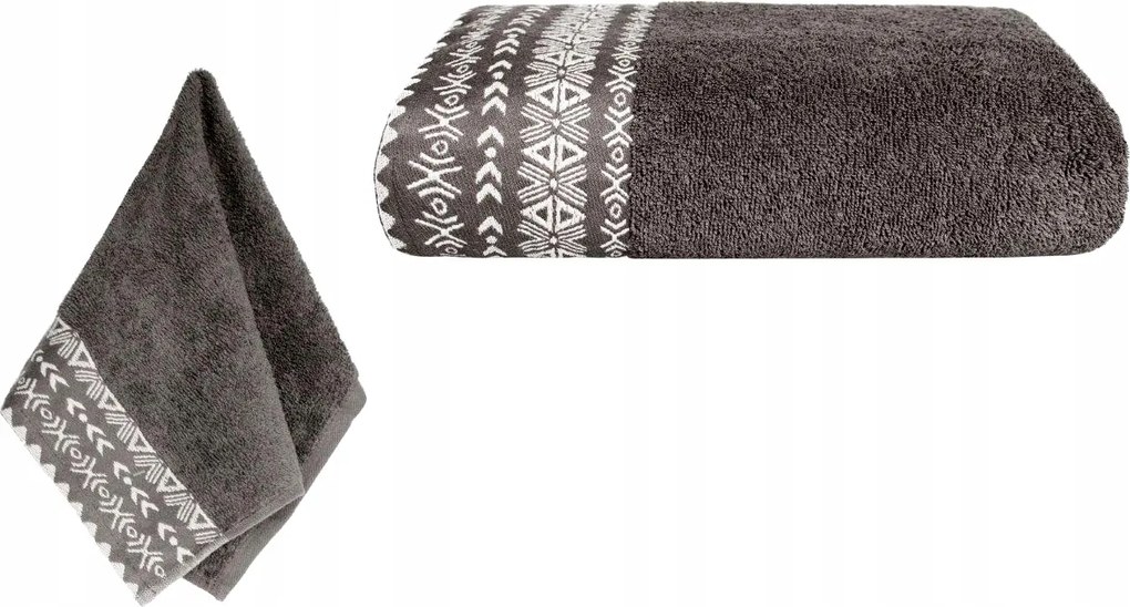 Puha Kéztörlő Driada 50X90 Boho Hamuszürke Sötétszürke