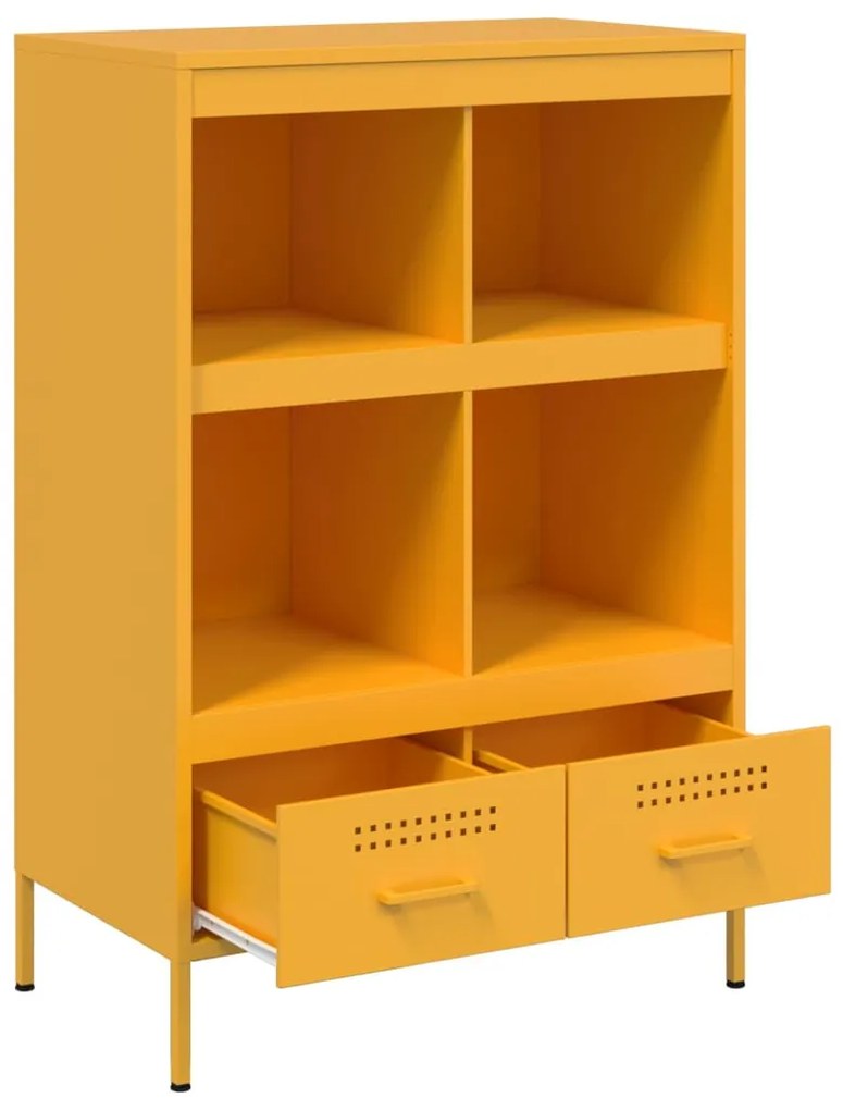 mustársárga acél tálalószekrény 68 x 39 x 101,5 cm