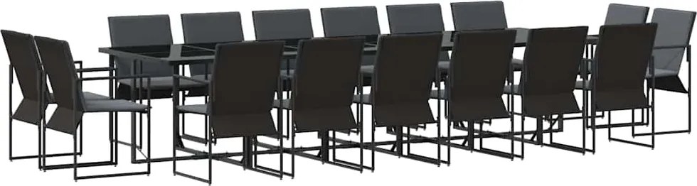 vidaXL Kert étkező szett 17 pcs Fekete Acél
