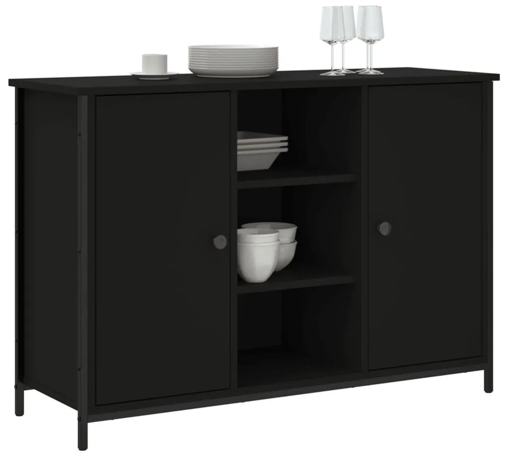 fekete szerelt fa tálalószekrény 100 x 35 x 70 cm