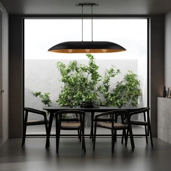 Csillár zsinóron GONDOLA 3xE27/60W/230V fekete/réz