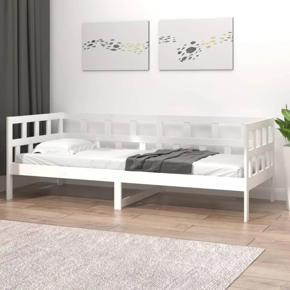 fehér tömör fenyőfa kanapéágy 80x200 cm