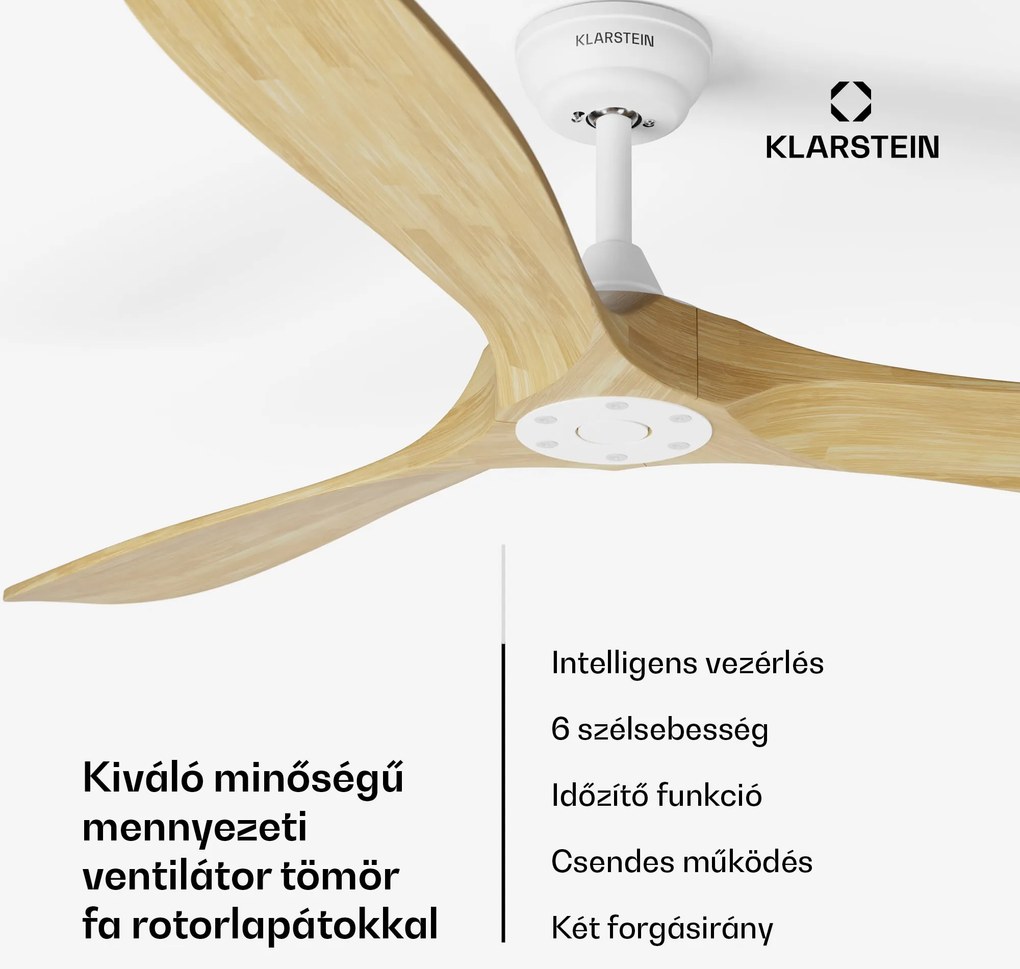 Klarstein Bahama Breeze Smart Mennyezeti ventilátor, masszív fa rotorlapátok, távirányító + vezérlés alkalmazás segítségével