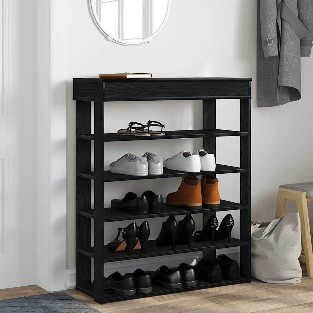 fekete szerelt fa cipőtartó 80x30x98 cm