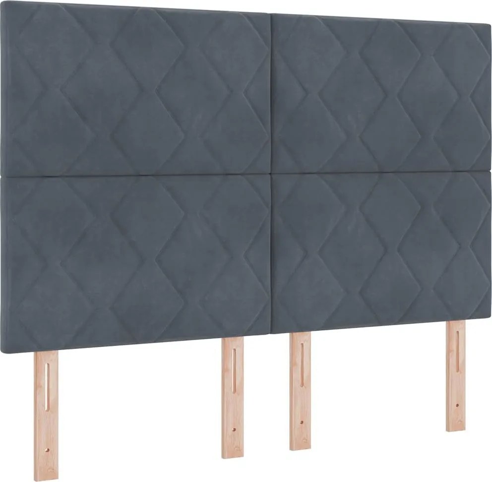 vidaXL LED Box Spring Ágy matracmal Sötétszürke 140 x 190 cm szövet