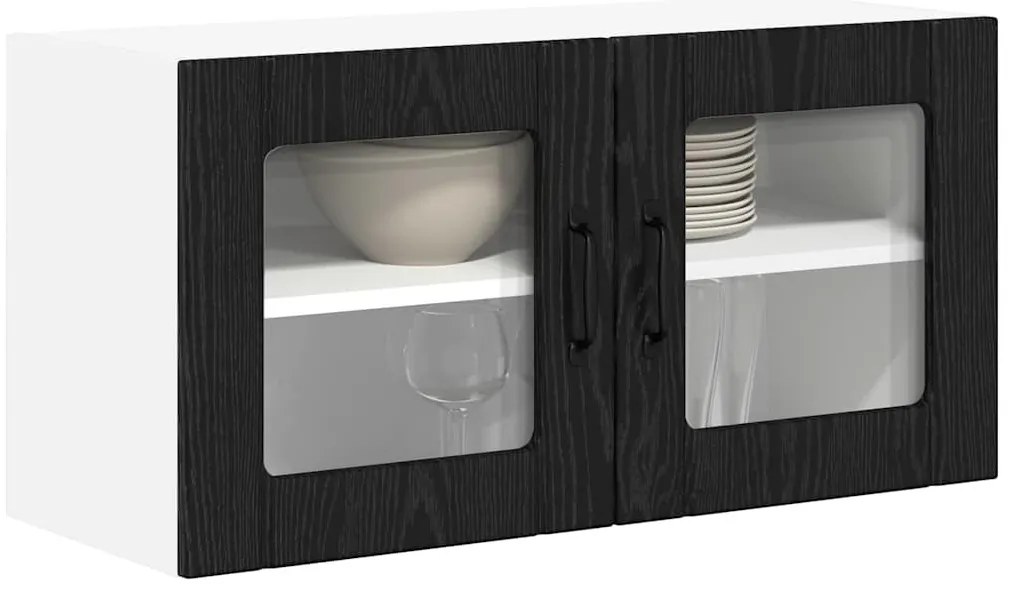 Fali konyhaszekrény Fekete tölgy 80 x 31 x 40 cm Faanyag