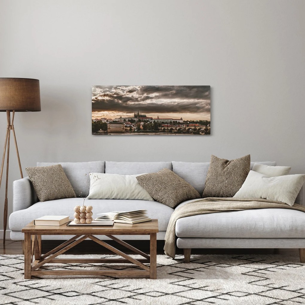 Prágai vár a félhomályban képe (120x50 cm)